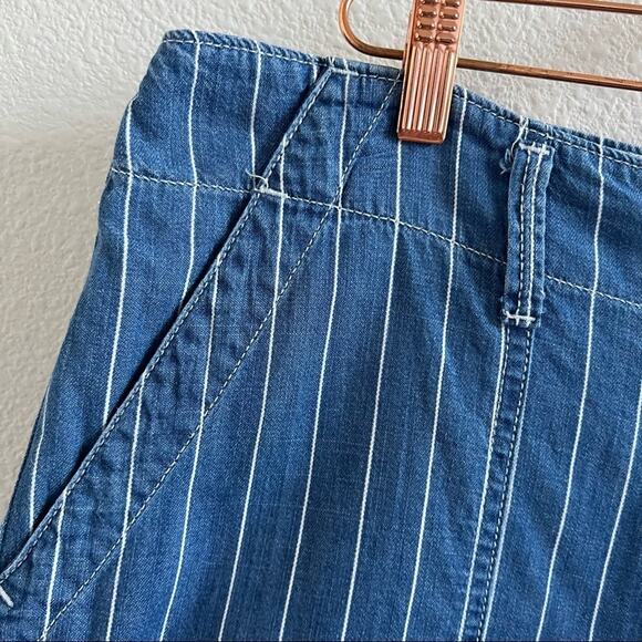 Seven7 Striped Wide Leg Crop Pants Chambray Denim 10 - Picture 3 of 13